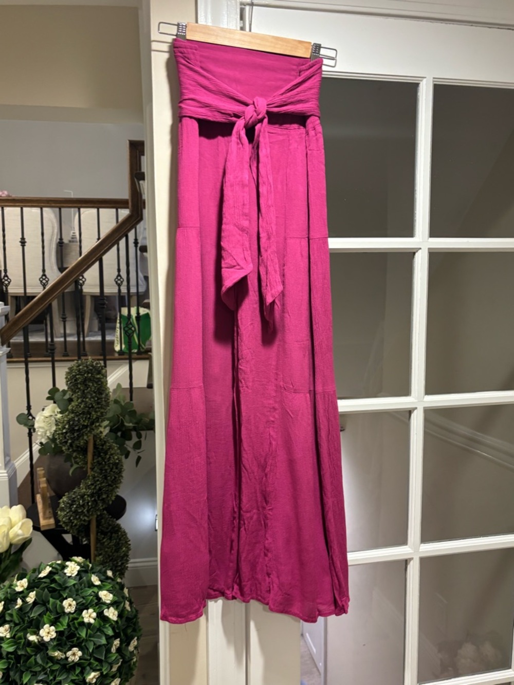 Women's Magenta Beachy Plazo Pants with Front Tie - NWOT Size M